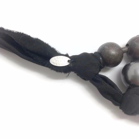 Lanvin Faux Pearl, Wooden Bead & Ribbon Necklace - Picture 7 of 8