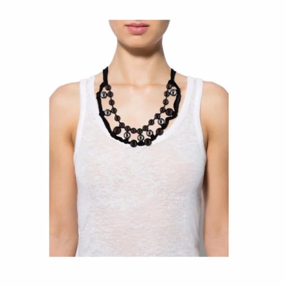 Lanvin Faux Pearl, Wooden Bead & Ribbon Necklace - Picture 8 of 8