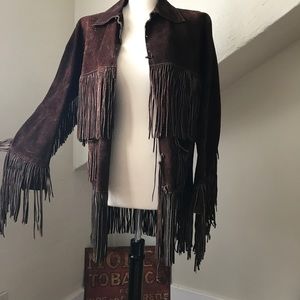 Vintage leather fringe jacket