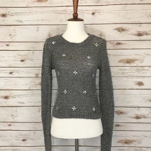 Hollister gray sweater with flower pattern