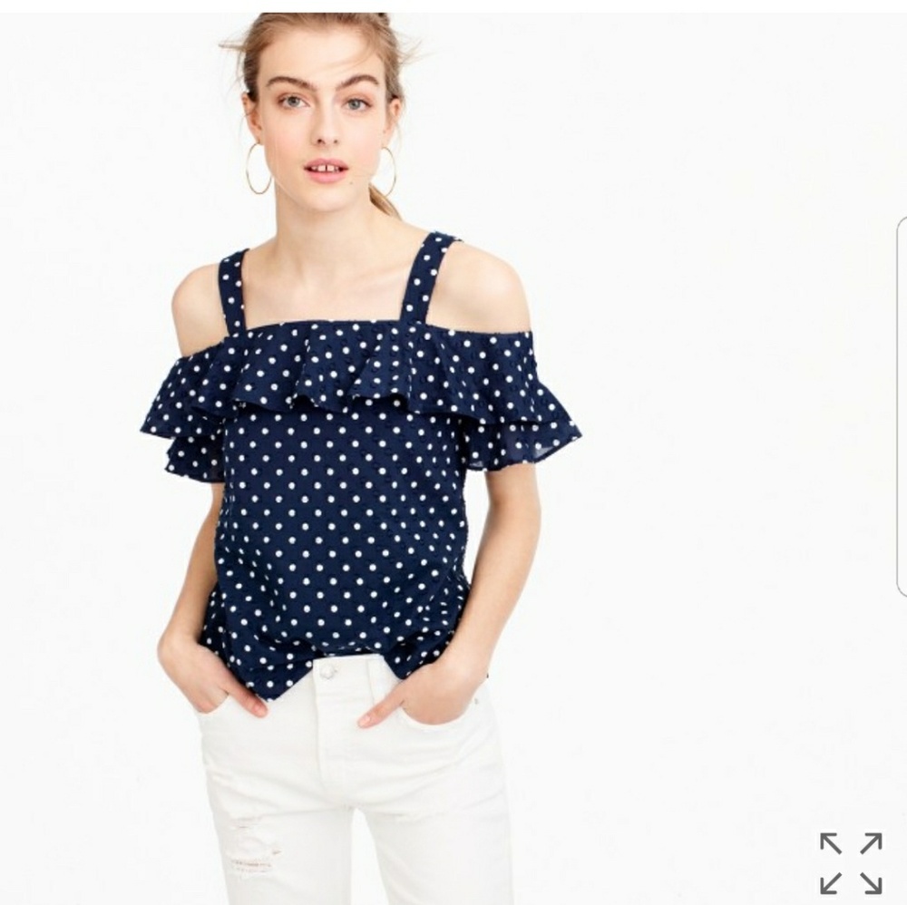 Cold shoulder polka dot top