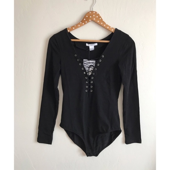 NWT Shopbop Glamorous Lace Up Bodysuit - Picture 2 of 4