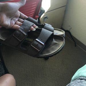 Tan Birkenstock sandals