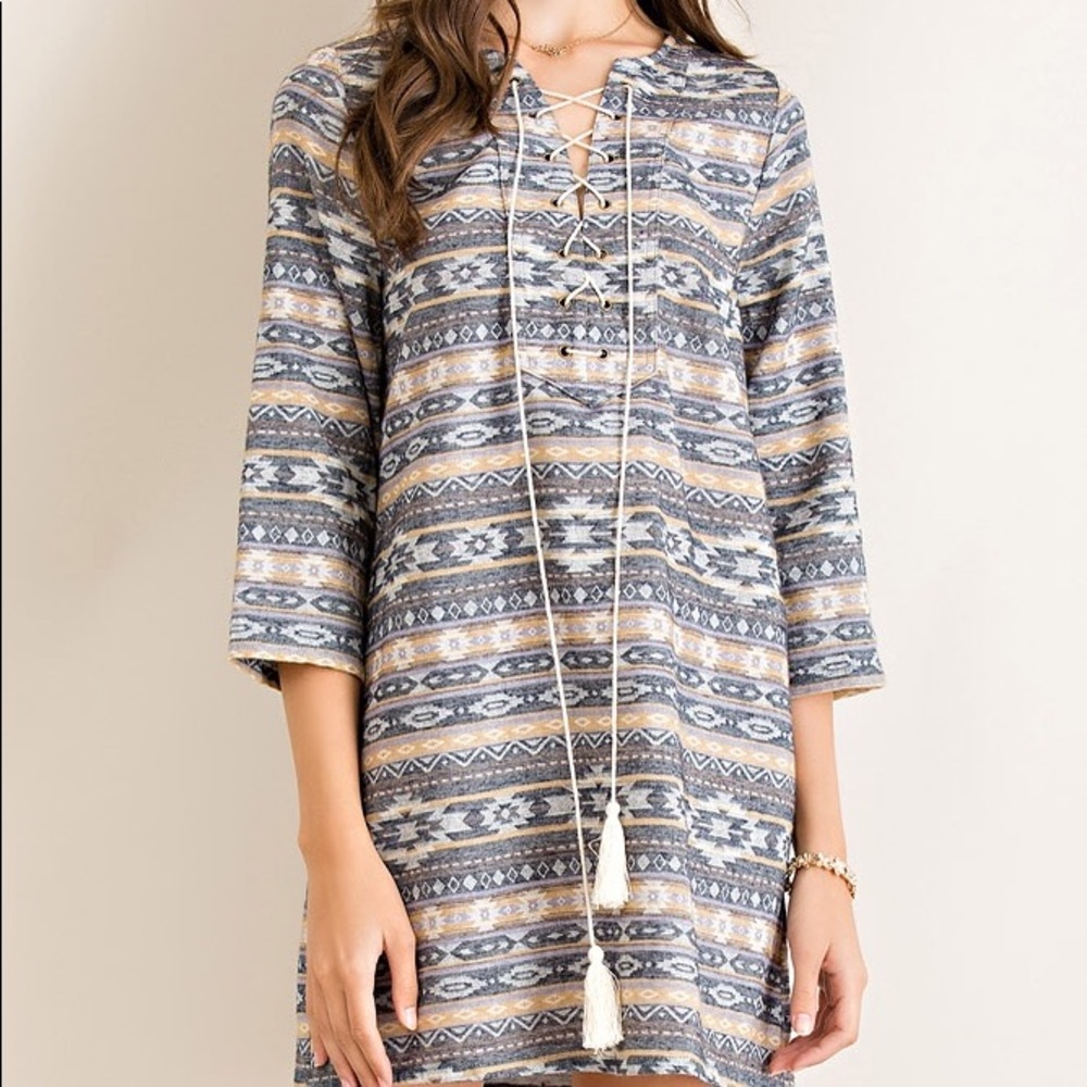Aztec denim dress