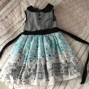 Girls city scene dress with red balloons sz 4