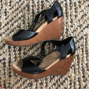 Black Leather Wedges