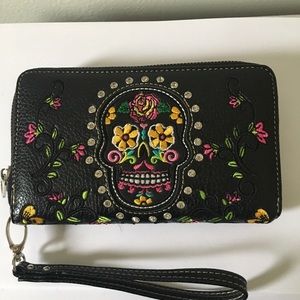 Embroidered Sugar Skull wallet