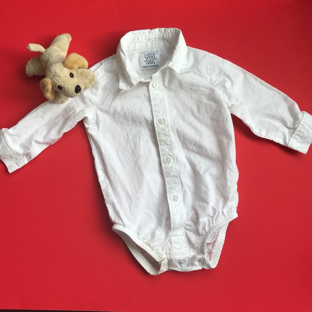 White Dress Shirt Onesie Set - Picture 2 of 8