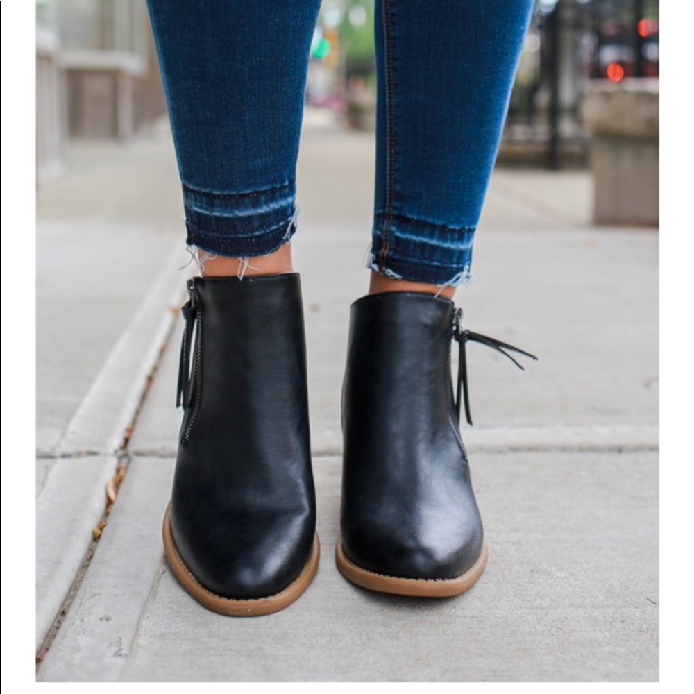 Double outside zipper almond toe bootie - Picture 3 of 6