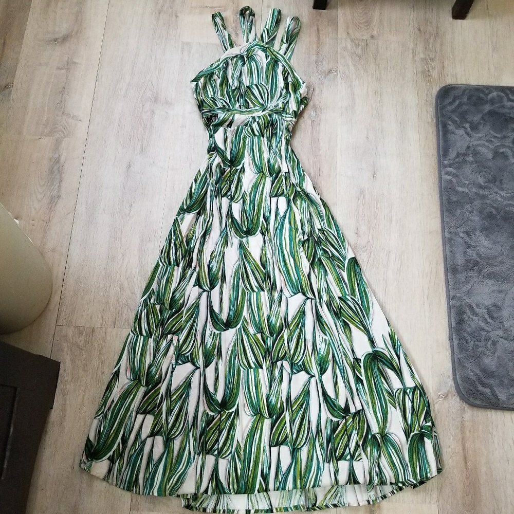 JAPNA Banana Leaf Print Maxi Dress