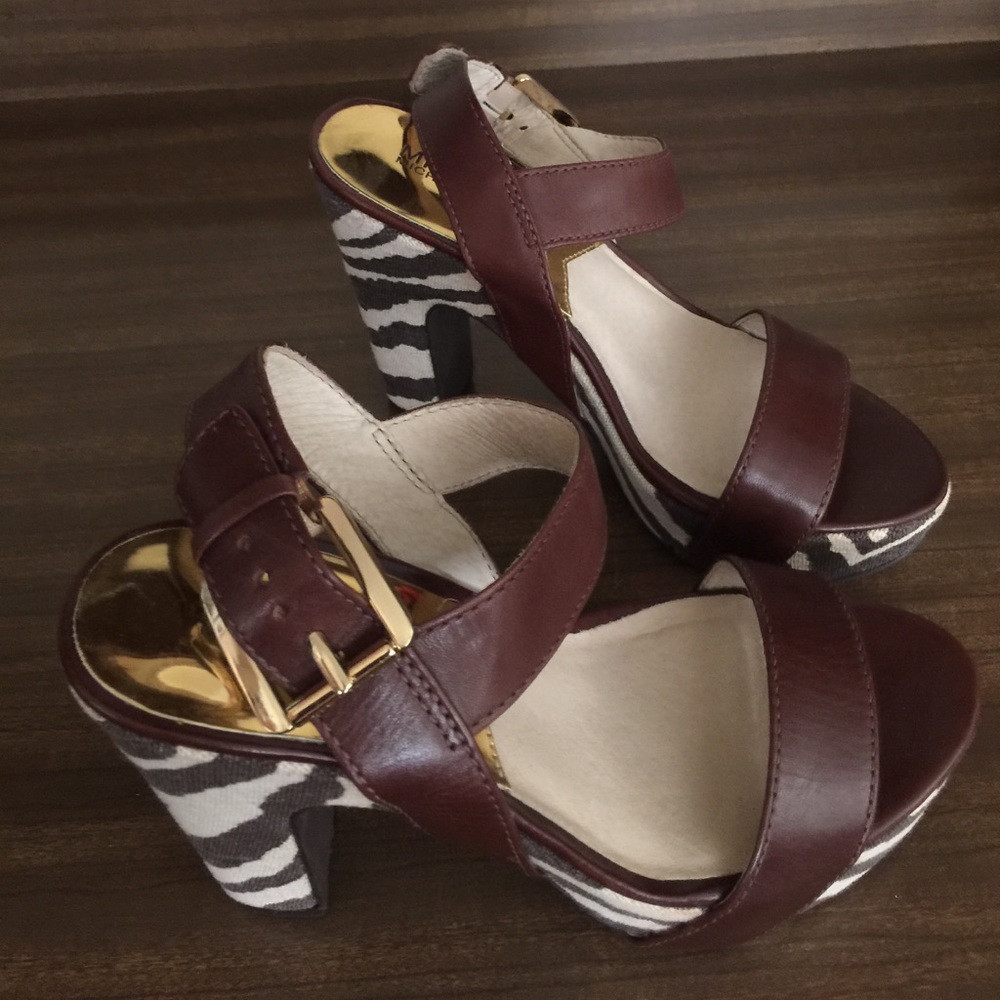 Michael Kors Brown Zebra stacked heel