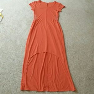 Derek heart orange high low maxi stretch dress L