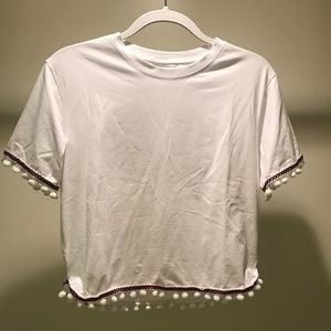 White t-shirt with tassels