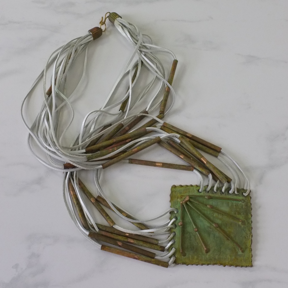 vintage necklace | vintage green artisan necklace