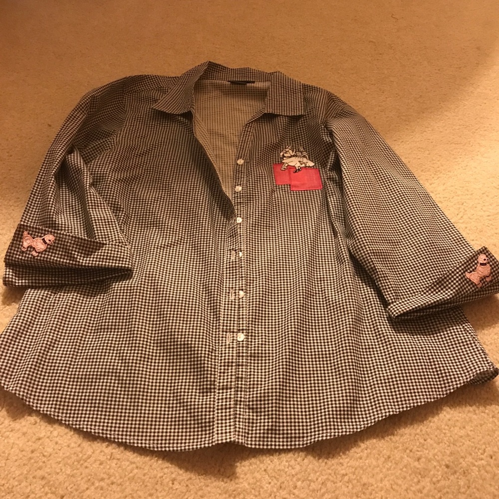 Black and white checker 50’s blouse Size M