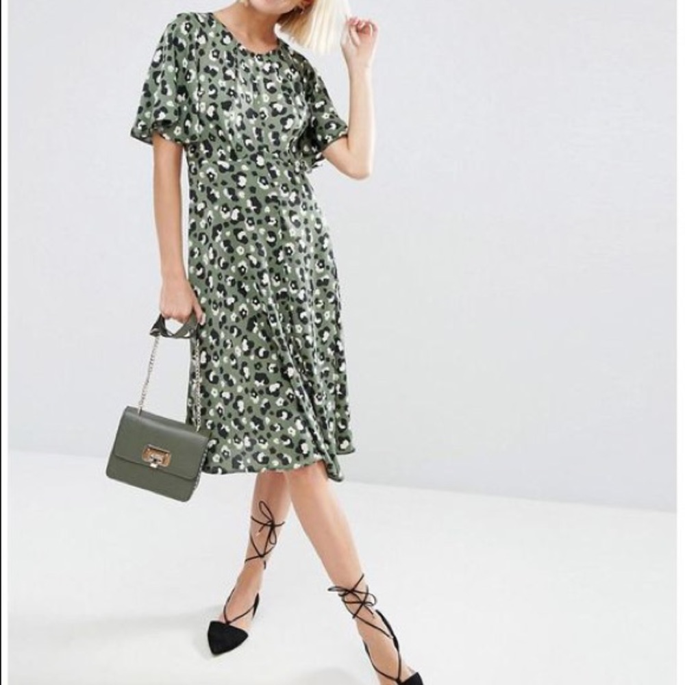 ASOS Green Leopard Dress - US 12 - Never Worn