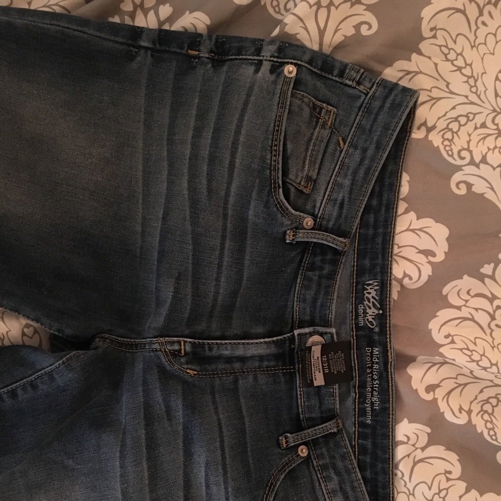 Mission Mod Rise Straight Leg Dark Wash Jeans 12