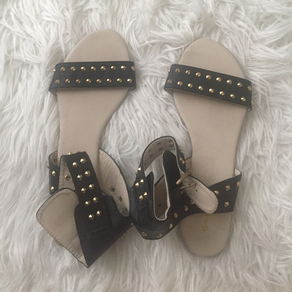 Black studded gold sandals- never been worn