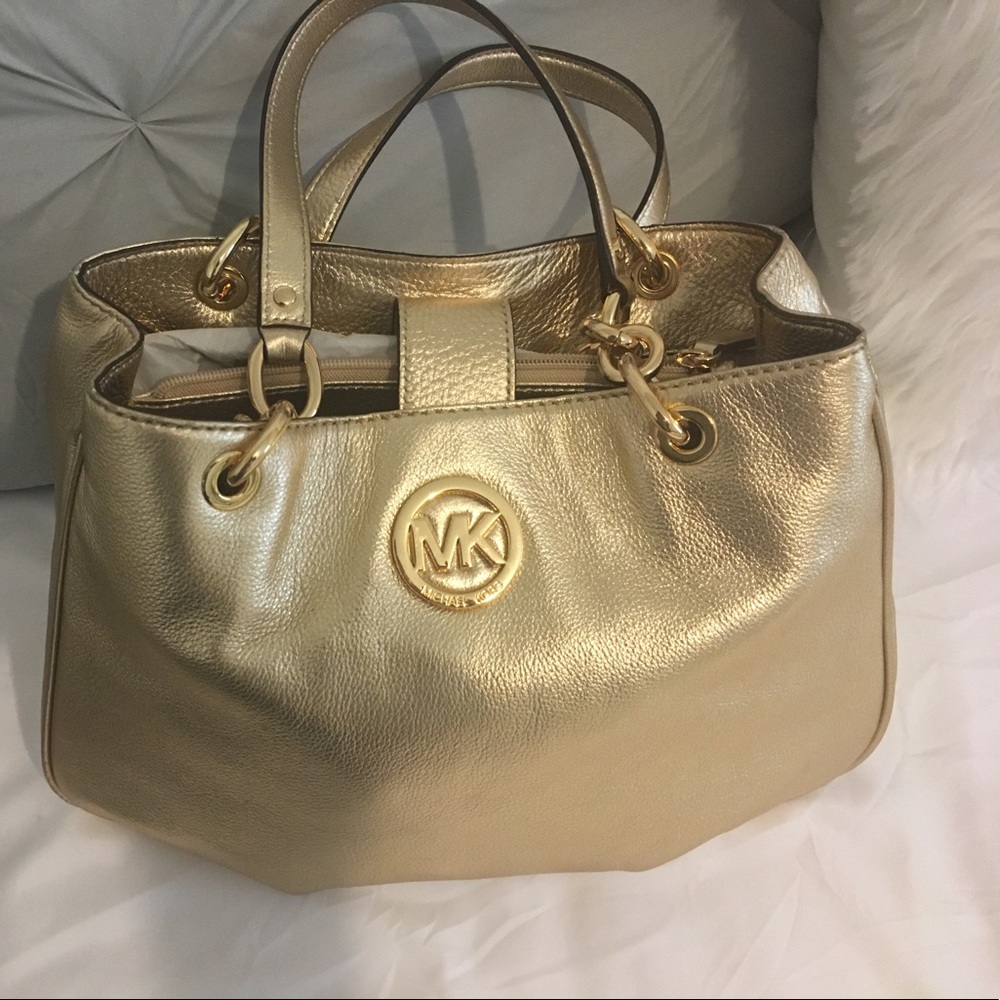 Gold Micheal Kors Bag