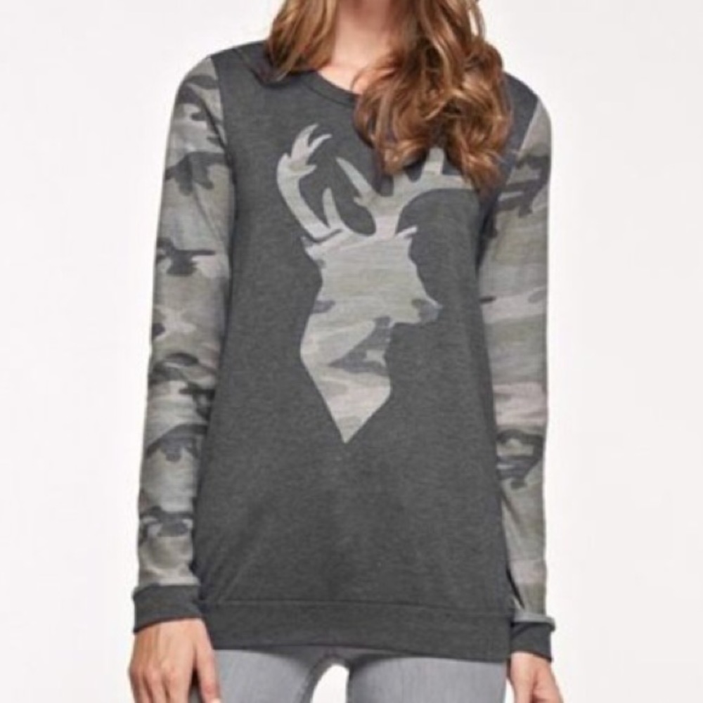 Camo Reindeer Sweater Top