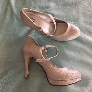 Silver Glitter platform Heels