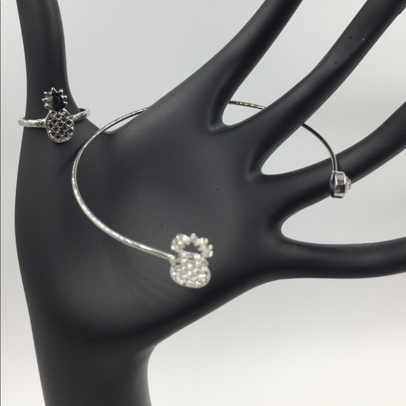 Pineapple Bracelet/Ring Set Silver - Picture 2 of 3