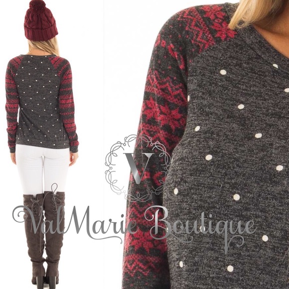 SZ S LAST 1- French Terry Christmas Top - Picture 4 of 5