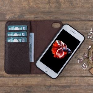 iPhone 8 / 8+ Genuine Leather Magnetic Wallet Case