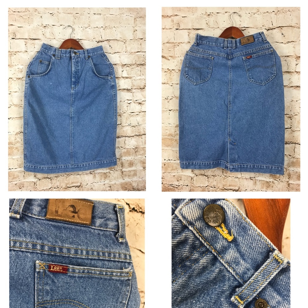 •80’s 90s fashion Vintage •LEE medium denim skirt