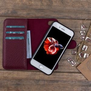 iPhone 8 / 8+ Genuine Leather Magnetic Wallet Case
