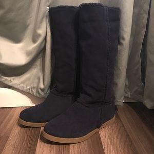 Thigh high navy blue boots