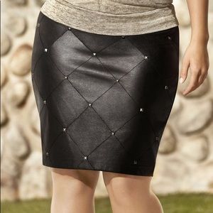Faux leather studded pencil skirt.