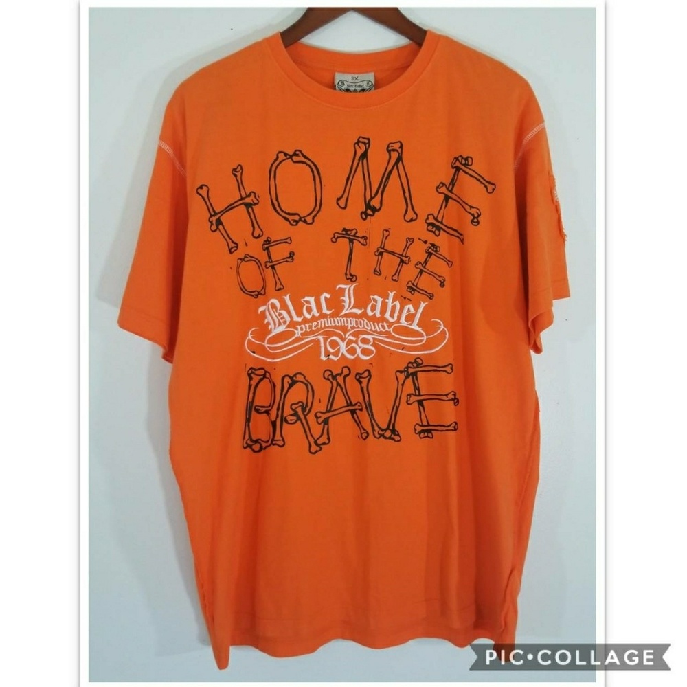 Blac Label Men's Orange Embroidered Graphic Tee