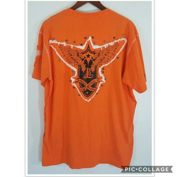Blac Label Men's Orange Embroidered Graphic Tee - Picture 6 of 7