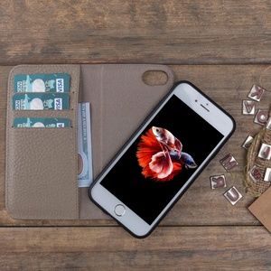 iPhone 8 / 8+ Genuine Leather Magnetic Wallet Case