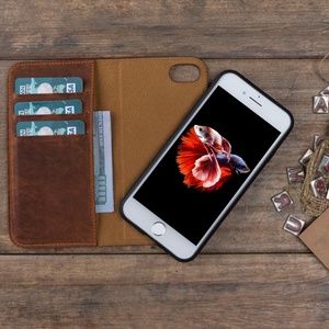 iPhone 8 / 8+ Genuine Leather Magnetic Wallet Case