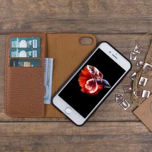 iPhone 8 / 8+ Genuine Leather Magnetic Wallet Case