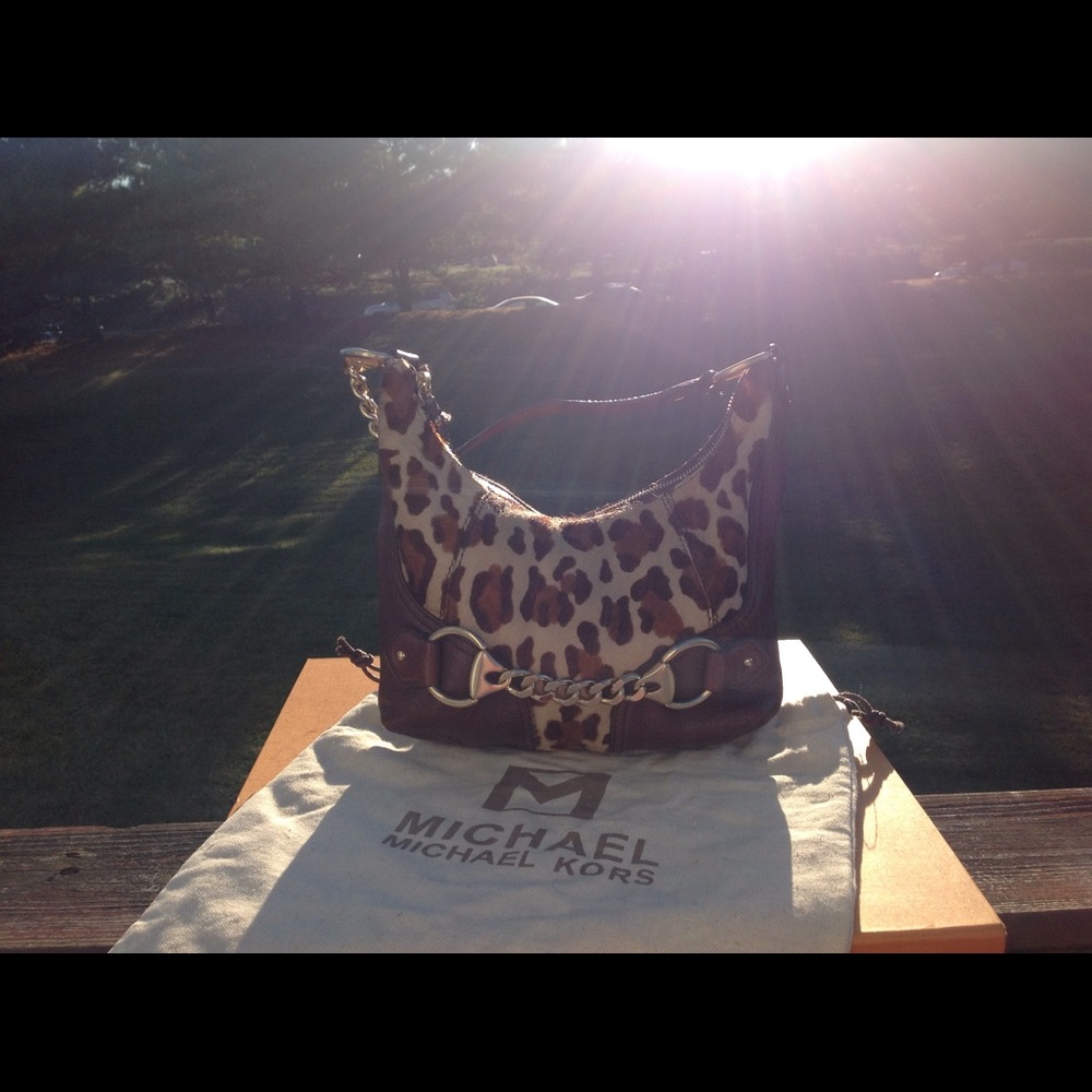 Micheal kors calf skin hair Leopard print bag
