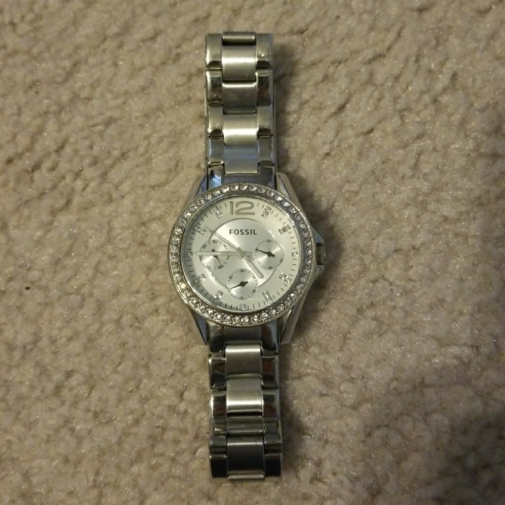 Silver Fossil Watch