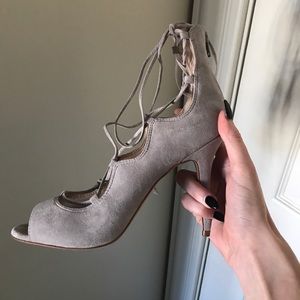 Vince Camuto grey lace-up heels