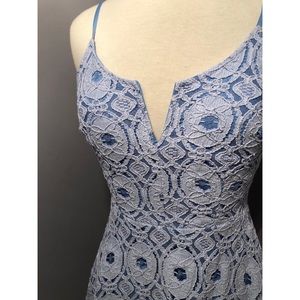 Aqua Brand Crochet Light Blue Mini Dress.