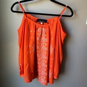 Orange off the should long sleeve top