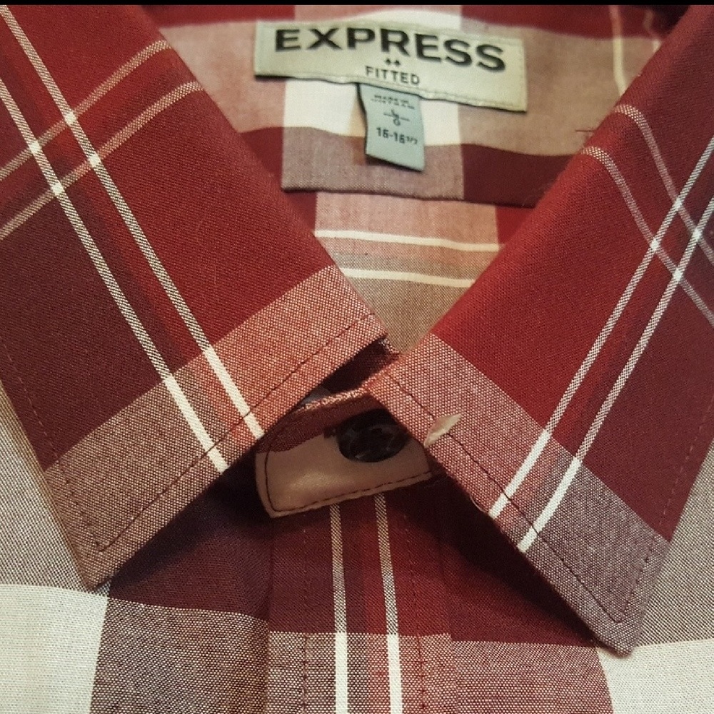Men's  Burgundy Long Sleeve Dress Shirt by Express