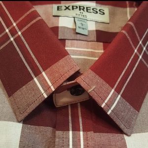 Men's Burgundy Long Sleeve Dress Shirt by Express