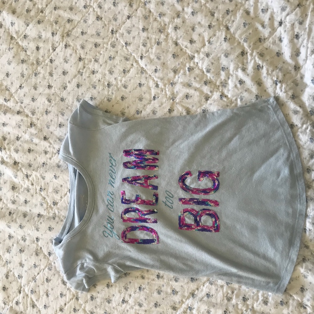 Girls sequins light blue tee