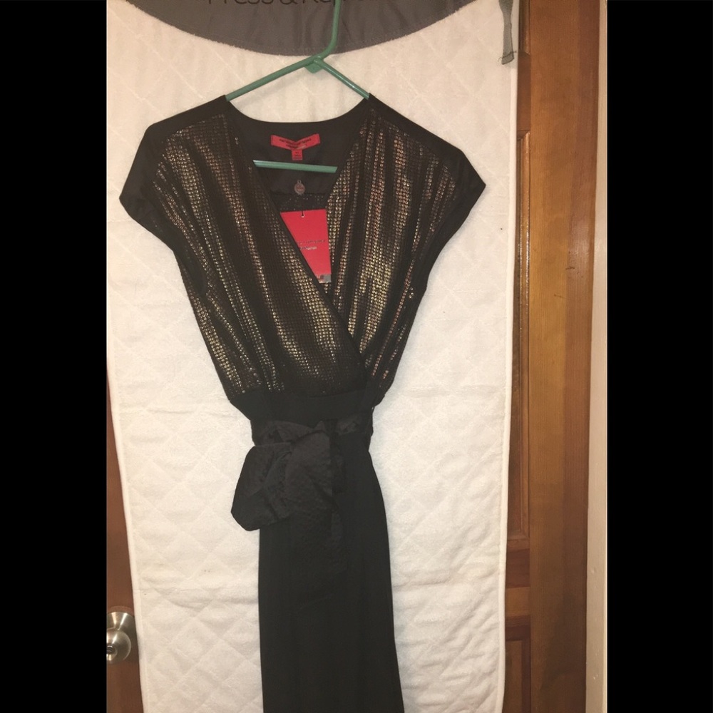 Black sleeveless wrap dress