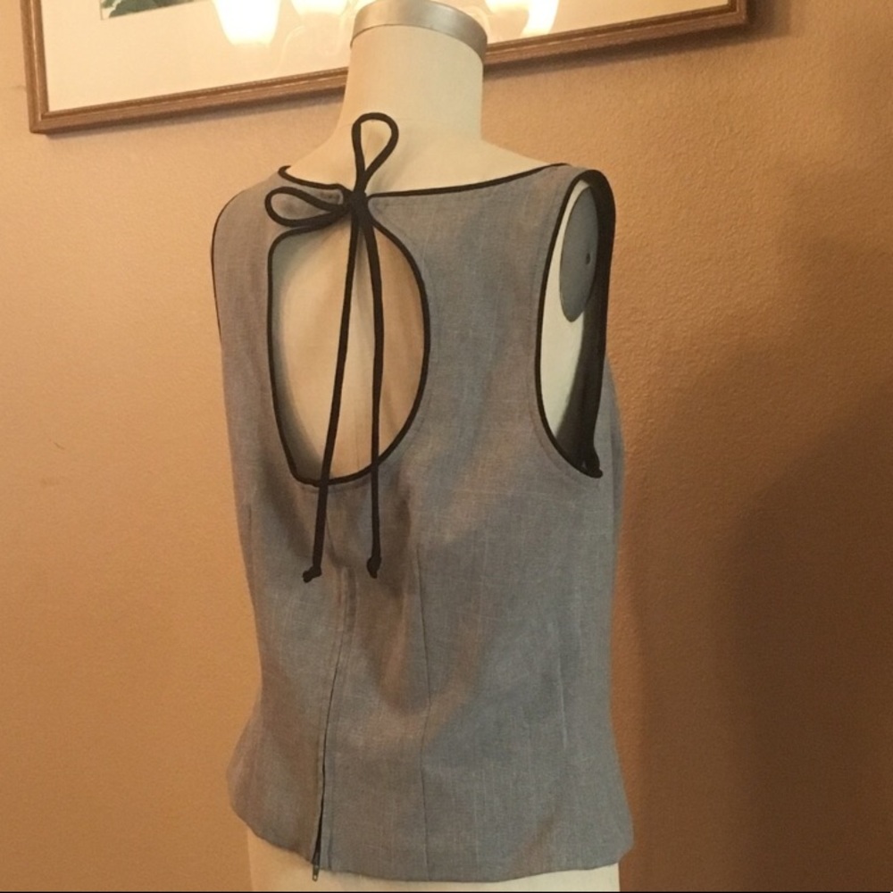 vintage 90s open back peplum grey plaid boatneck