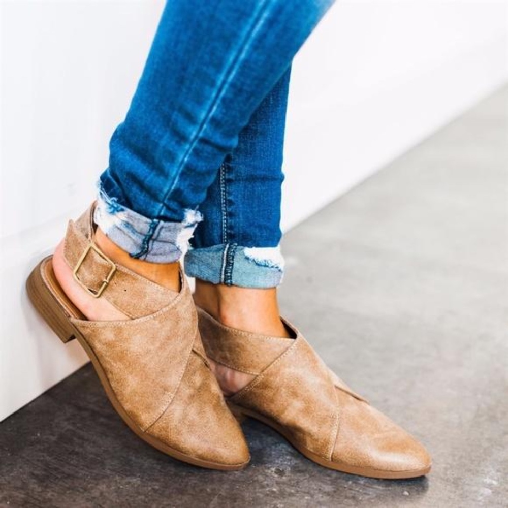 LAST // Taupe Wrap Flats - Picture 3 of 3
