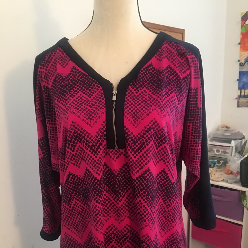 Fuschia and navy blouse