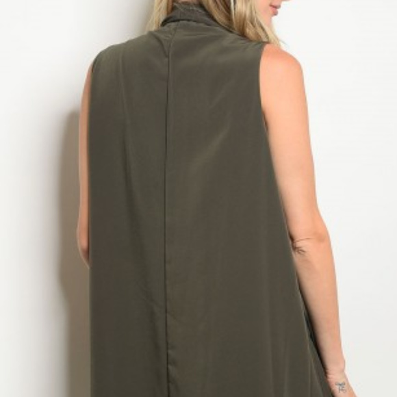 ((LAST ONE))OLIVE GREEN SLEEVELESS DUSTER/VEST - Picture 3 of 4